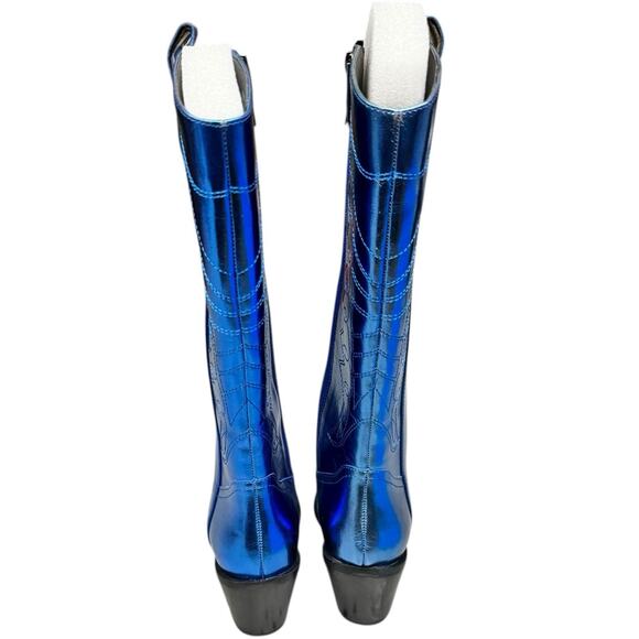 Corkys Hey Girl Blue Metallic Howdy Cowgirl Mid Calf Boots Womens Size 7 Western - Picture 5 of 11